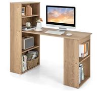 COSTWAY Bureau Informatique avec Bibliothèque, Table d'Ordinateur Haute de 75 cm avec Étagères de Rangement à 6 Niveaux, Naturel