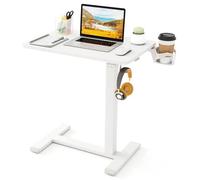 Costway Bureau Mobile Debout 60 X 40 X 65,5-100 Cm Réglable En Hauteur Avec Support Pour Tasse Et Crochet Pour Écouteurs Blanc Multicolore