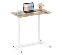COSTWAY Bureau Mobile Debout Réglable en Hauteur en Forme C - Roulettes Verrouillables et Cadre en Métal 95 x 52 x 70-106 cm