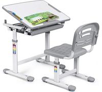 COSTWAY Bureau pour enfants réglable en hauteur, bureau d'écolier, mobilier pour enfants réglable en inclinaison, table pour enfants avec chaise, bureau pour enfants,Gris