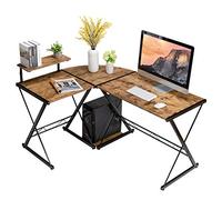 COSTWAY Bureau/Table Informatique,Bureau/Table d’Angle Ordinateur Coin en Bois et Métal avec 6 Pieds Réglables 168 x 125 x 74 cm, Naturel