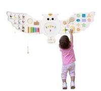 COSTWAY Busy Board Montessori en Forme Dinosaure avec 11 Jeux Sensoriel, Planche Tableau Activité Murale avec Xylophone & Horloge, Parcours Motricité Bébé pour Salle de Jeux, Crèche (Chouette Blanche)