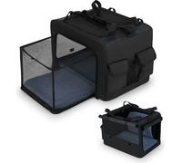 COSTWAY Caisse pour chien pliable portable, caisse de transport avec 2 ouvertures, fenêtre, panier en filet & poignées, sac pour chien pour moyens, grands animaux domestiques 80x60x42cm