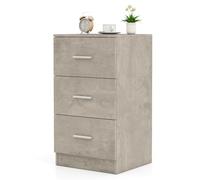 COSTWAY Caisson Bureau 3 Tiroirs pour Feuilles A4, Lettre,Dossiers et Documents, Commode Tiroir Rangement pour Bureau, Chambre, 37 x 34 x 66,5 CM(Lot de 1,Gris Ciment)