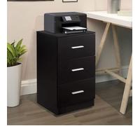 CostwayTable de Chevet Meuble de Rangement avec 3 Tiroirs Caisson de Bureau Noir