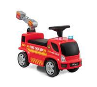 COSTWAY Camion de pompier pour enfants avec pistolet à bulles & échelle, musique, phares et sirène, voiture à siège glissant pour enfants de 18 à 36 mois, rouge