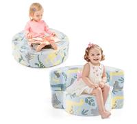 COSTWAY Canapé 2 en 1 Phosphorescent pour Enfants, Convertible avec Housse Amovible et Lavable en Machine, Motifs Animal, Bleu