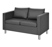 COSTWAY Canapé 2 Places Moderne en Cuir PU avec 2 Oreillers Coussin Souple et Pieds en Métal pour Salon,Réception,Chambre,Bureau