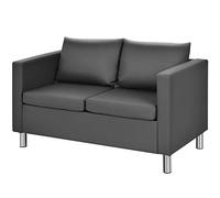 COSTWAY Canapé 2 Places Moderne en Cuir PU avec Coussin Souple et Pieds en Métal Patins pour Salon,Réception,Chambre à Coucher,Bureau Gris