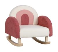 Costway Canapé Bébé Enfant À Bascule, Avec Pieds En Bois De Peuplier Anti-Renversement, 3 À 5 Ans, Rouge