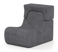COSTWAY Canapé Compressé, Fauteuil de Sol avec Appuie-tête Amovible, Dossier et Courbe Ergonomique, Housse Lavable en Velours & Rembourrage en Mousse, Canapé Paresseux (Gris)