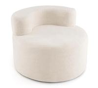COSTWAY Canapé Compressé Rond, Canapé Simple Confortable avec Rembourrage en Éponge et Revêtement en Peluche, Dossier Incurvé, Pouf Poire pour Lecture, Salon, Chambre (Beige)