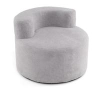 COSTWAY Canapé Compressé Rond, Canapé Simple Confortable avec Rembourrage en Éponge et Revêtement en Peluche, Dossier Incurvé, Pouf Poire pour Lecture, Salon, Chambre (Gris)