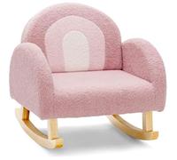COSTWAY Canapé Enfant à Bascule en Peluche, Fauteuil Charge 50kg, Jolis Cadeaux pour Garçon Fille de 3-5 ans Rose