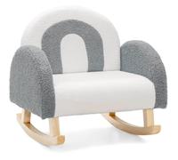 COSTWAY Canapé Enfant à Bascule en Peluche, Fauteuil Charge 50kg, Jolis Cadeaux pour Garçon Fille de 3-5 ans Gris