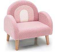 COSTWAY Canapé Enfant en Peluche, Fauteuil Charge 50kg, Jolis Cadeaux pour Garçon Fille de 3-5 ans Rose