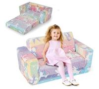 COSTWAY Canapé Enfants Fantastique -Canapé Convertible à Lit Lumineux (Brillant dans le Noir) en Peluche Douce pour 3 -12 Ans+