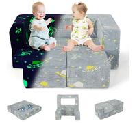 COSTWAY Canapé Enfants Lumineux (Brillant dans le Noir) 5 en 1, Housse Amovible et Lavable Canapé Convertible pour 3 Ans+