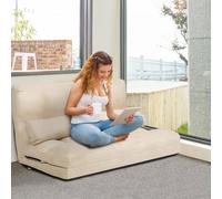 COSTWAY Canapé-lit avec 2 coussins, Canapé-lit avec dossier réglable en 6 positions, Canapé-lit pliable, Canapé de sol pour chambre, salon et balcon (Beige)