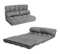 COSTWAY Canapé Lit / Chauffeuse Convertible, Dossier Réglable 6 Positions, 2 Coussins, Tissu Aspect Suédé Détachable et Lavable