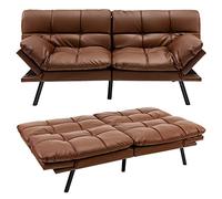 COSTWAY Canapé-Lit Convertible 5 en 1 avec Dossier et Accoudoirs Réglables, Canapé Futon 3 Places en Mousse à Mémoire, Pieds Métalliques, pour Petit Appartement, Salon, Bureau, Charge 273 kg (Marron)