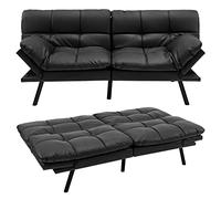 COSTWAY Canapé-Lit Convertible 5 en 1 avec Dossier et Accoudoirs Réglables, Canapé Futon 3 Places en Mousse à Mémoire, Pieds Métalliques, pour Petits Appartements, Salon, Bureau, Charge 273 kg (Noir)