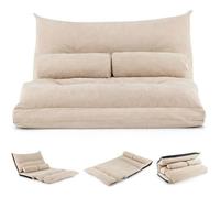 COSTWAY Canapé Lit Convertible, Dossier Réglable 42 Positions, 2 Coussins inclus. - 1 Place Beige