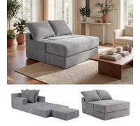 COSTWAY Canapé-Lit Convertible, Fauteuil Pliable en Polaire Corail avec 2 Coussins, Dossier Ergonomique, Housse Lavable, Canapé de Sol Confortable pour Salon Chambre Appartement sans Montage