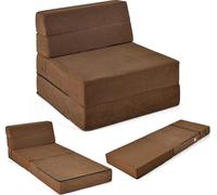 COSTWAY Canapé-lit pliable 3 en 1, matelas pliable, mousse extra épaisse (15cm), canapé-lit, matelas de sol, matelas pliable, 190 x 71 x 15 cm (Marron)