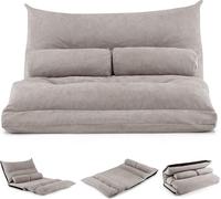 COSTWAY Canapé-lit pliable, Canapé-lit 3 en 1 avec fonction sommeil et dossier réglable, Canapé-lit avec 2 coussins lombaires, Canapé-lit pliable pour le salon et la chambre (Gris)