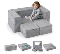 COSTWAY Canapé Modulaire 2 Places pour Enfants, Convertible & Pliable en Peluche avec Housses Amovibles & Lavables, Mousse pour Salle de Jeux et Chambre
