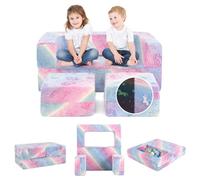 COSTWAY Canapé Modulaire Phosphorescent pour 2 Enfants Pliable 3 en 1, Housse en Flanelle Amovible 100 x 50,5 x 40 cm, Colore