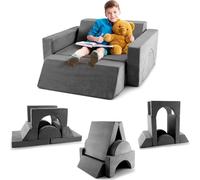 COSTWAY Canapé modulaire pour enfants, Canapé de jeu, Canapé modulaire avec housse amovible, Canapé pour jeunes enfants pour jouer,Reproductioner & dormir (Gris)