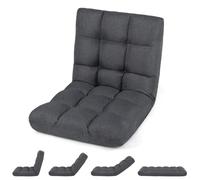 COSTWAY Canapé Paresseux Chaise de Sol, Chaise de Méditation, Dossier Réglable 14 Positions, Fond antidérapant, pour Coin Lecture, Salon, Enfant/Adulte, 61 x 54 x 56 cm (Gris)