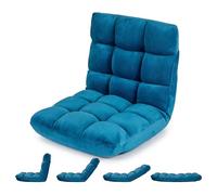 COSTWAY Canapé Paresseux Chaise de Sol, Fauteuil Convertible en Flanelle Dossier Réglable 14 Positions, Chaise de Méditation/Jeux Vidéo, Idéal pour Coin Lecture, Salon, Enfant/Adulte, Bleu Paon