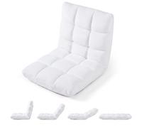 COSTWAY Canapé Paresseux Chaise de Sol, Fauteuil Convertible en Flanelle Dossier Réglable 14 Positions, Chaise de Méditation/Jeux Vidéo, Idéal pour Coin Lecture, Salon, Enfant/Adulte, Blanc
