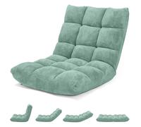 COSTWAY Canapé Paresseux Chaise de Sol, Fauteuil Convertible en Polaire Corail Dossier Réglable 14 Positions, Chaise de Méditation/Jeux Vidéo, pour Coin Lecture, Salon, Enfant/Adulte, Vert