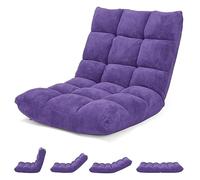 COSTWAY Canapé Paresseux Chaise de Sol, Fauteuil Convertible en Polaire Corail Dossier Réglable 14 Positions, Chaise de Méditation/Jeux Vidéo, pour Coin Lecture, Salon, Enfant/Adulte, Violet