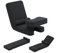 COSTWAY Canapé Paresseux Pliable, Fauteuil de Sol Gaming avec Dossier Réglable en 5 Positions, Repose-Pieds, Tablette, Coussin Confortable, Siège Relax Rembourré, Idéal pour Méditation, Lecture, Noir