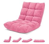 COSTWAY Canapé Paresseux Tatami Pliable Chaise de Plancher Coussin de Chaise de Lit Siège de Sol pour Maison, Bureau 105 x 57 x 15 cm (Rose)