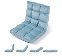 COSTWAY Canapé Paresseux Tatami Pliable, Fauteuil de Sol Convertible Dossier Réglable 14 Positions, Chauffeuse 1 Place en Velours pour Enfant/Adulte, Chaise de Méditation pour Salon (Vert)