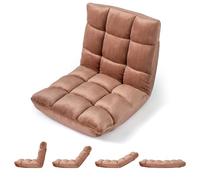 COSTWAY Canapé Paresseux Tatami Pliable, Fauteuil de Sol Convertible Dossier Réglable 14 Positions, Chauffeuse 1 Place en Velours pour Enfant/Adulte, Chaise de Méditation pour Salon (Beige)