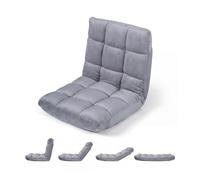 COSTWAY Canapé Paresseux Tatami Pliable, Fauteuil de Sol Convertible Dossier Réglable 14 Positions, Chauffeuse 1 Place en Velours pour Enfant/Adulte, Chaise de Méditation pour Salon (Gris)