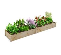 COSTWAY Carré Potager de Jardin Rectangulaire en Bois de Sapin 240x60x25CM Jardinière Surélevée avec Base Ouverte pour Fruits Légume