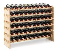 COSTWAY Casier à Bouteilles pour 60 Bouteilles, Étagère à Vin en Bois de Pin, Porte-Bouteilles à 6 Niveaux Modulable et Extensible, Range Bouteille Robustes pour Cave, Cuisine, Bars, Naturel
