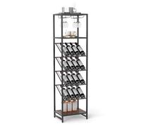 COSTWAY Casier à Vin à 7 Niveaux pour 16 Bouteilles, Range Bouteille Autoportant avec 2 Rangées de Porte-Verres, Étagères de Rangement, Meuble Bar Industriel, pour Cuisine, Salon, 45 x 35 x 171 cm