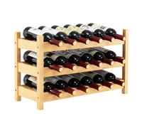 COSTWAY Casier à Vin en Bambou pour 18 Bouteilles à 3 Niveaux, Casier à Bouteilles, Étagère à Vin, Range Bouteille sur Pied, pour Cuisine, Garde-Manger, Pub, Cave à Vin, Naturel