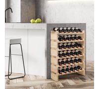 COSTWAY Casier à vin en bois, Casier à vin pour 36 bouteilles, Casier à bouteilles empilable à 6 étages, Casier en bois stable, Casier à bouteilles pour armoire à vin 63x25x85cm