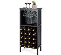 COSTWAY Casier à vin en bois pour 20 bouteilles Armoire à vin avec porte verre 42x24,5x96cm