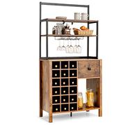 COSTWAY Casier à Vin Industriel pour 18 Bouteilles, Armoire de Cuisine avec 4 Étagères de Rangement, Porte-Verre, Porte Bouteilles, pour Cuisine, Bar, Salon, 40 x 74 x 160 cm